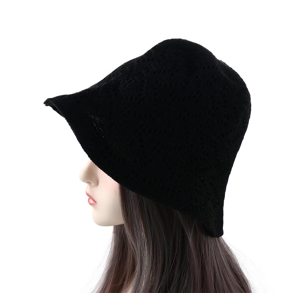 Casual Style Foldable Pure Color Caps Hollow Knitted Hat Linen Spring Basin Sun Hat Bucket Hat Female Hats Korean Style Caps