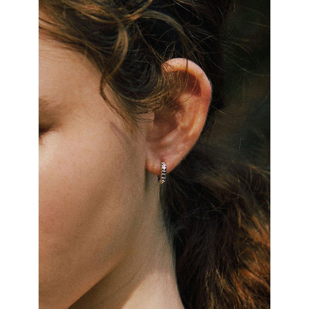 [Byyer] Silver (W) Stack Brick Mini One-Touch Earrings Bh7E40713W9Xxx