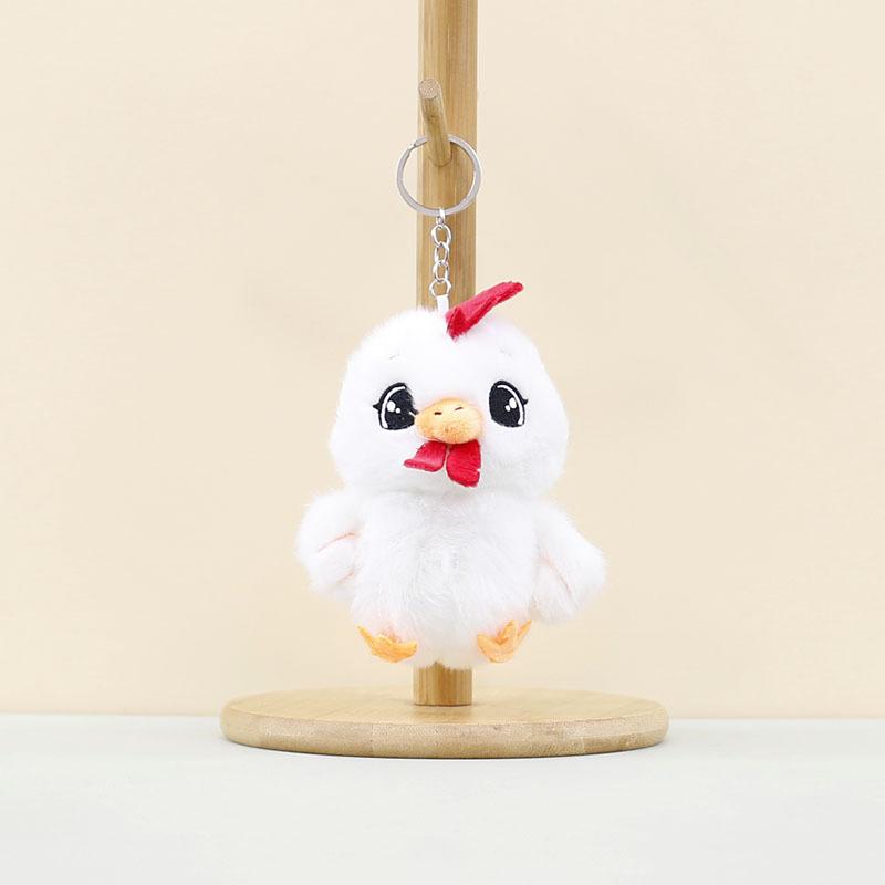 White Charming Blue Yellow Pink Plush Chicken Keychain Soft Toy For Collectors