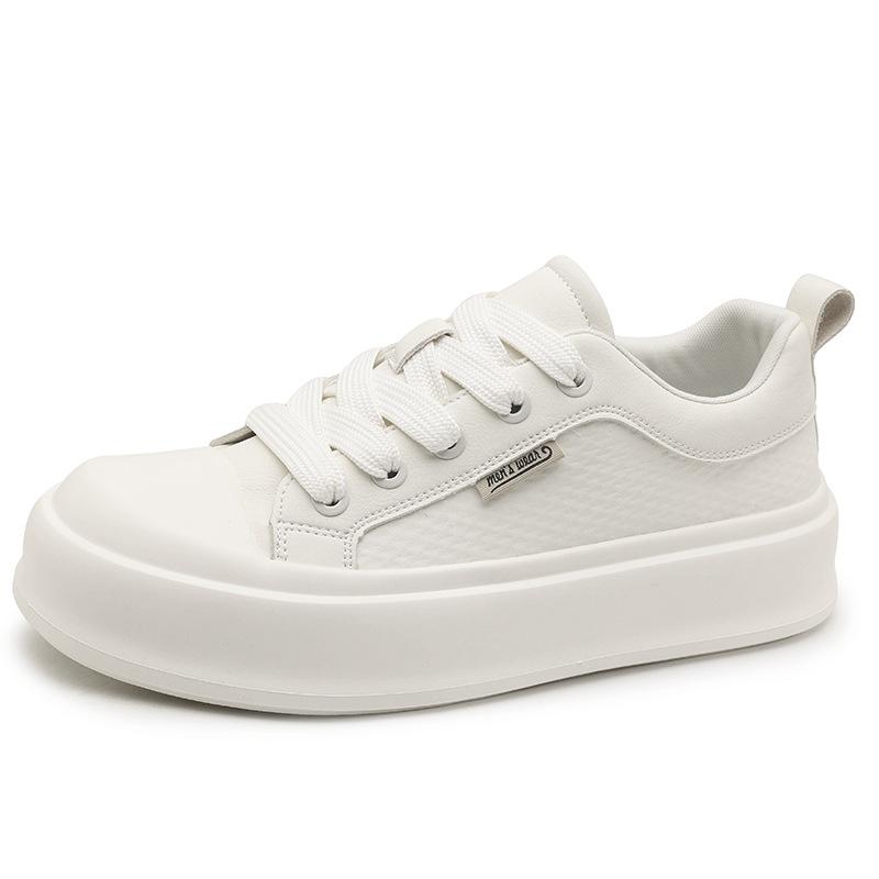 Thick-soled new round head leather surface breathable casual shoes four seasons new low-top wear-resistant board shoes 39