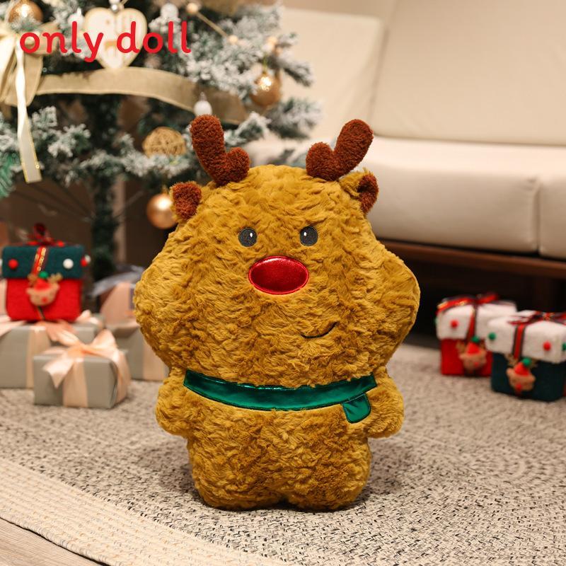 Christmas Theme Deer Bell Gingerbread Man Santa Claus Plush Doll Toy Pillow For Holiday Decor And Kids Gift