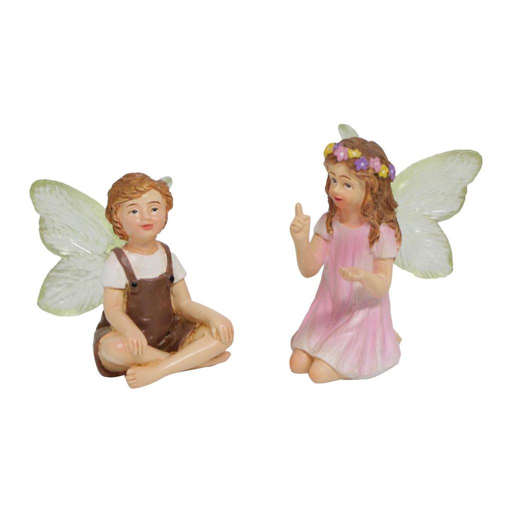 Resin Flower Fairy Boy & Girl Ornament - Creative Home & Garden Décor Gift