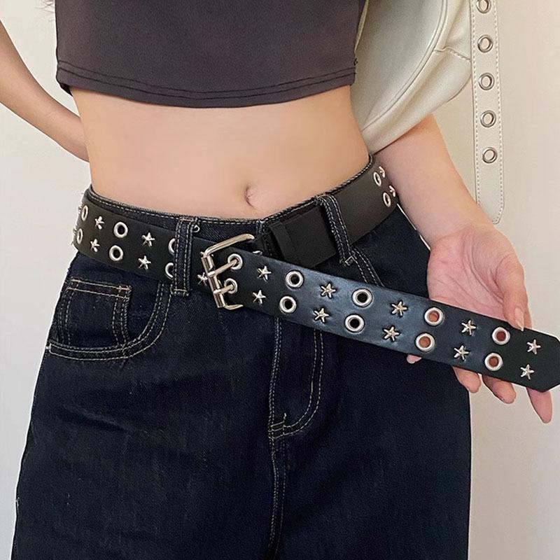 Women's Rivet Belt Fashion Casual Punk Style Pu Leather Waistband Personalized Waistband Decoration Accessory