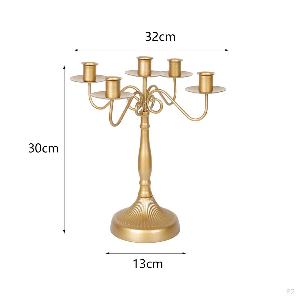 Five Headed Candle Holder Metal Candlestick Wedding Decoration Ornament for Banquet Christmas