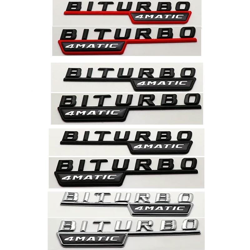 2pcs BITURBO 4MATIC Plus Logo Car Emblem Fender Badge Sticker For Mercedes Benz AMG C43 E43 GLE43 GLC43 W204 W203 W211 W205 X253