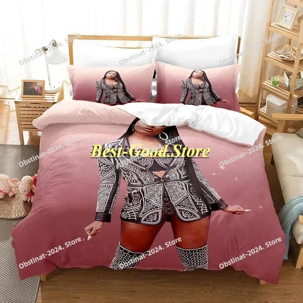 Megan The Stalion Bettwäsche-Set Einzelbett Doppelbett Druck Mit Kissenbezug Bett Weiche Bettdecke Weiche Einzel-Doppel-Queen Super King-Size Abmessungen Abmessungen