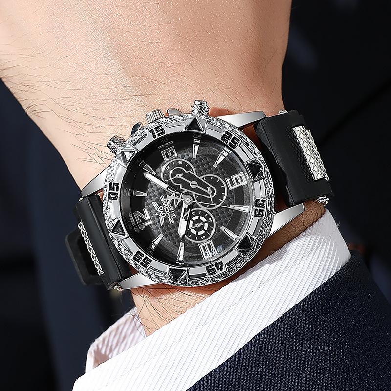 Business Blu-ray Men's Watch Men's Watch Large Dial Quartz Watch Watch Silicone Strap