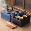 Japanese-style black pottery outdoor portable travel tea set, beam pot, dry tea tray, business company gift