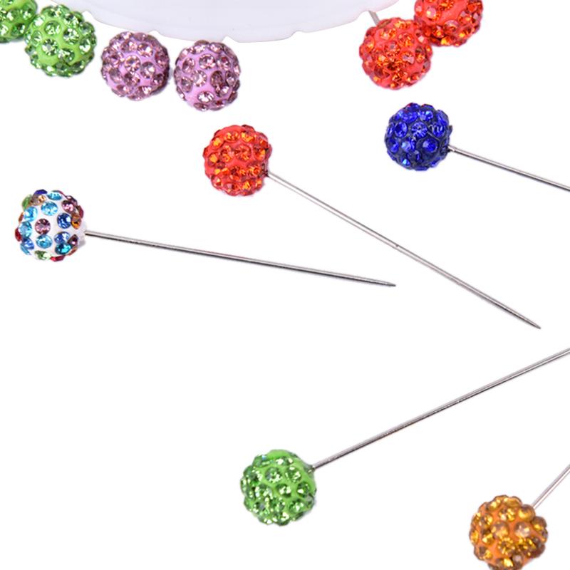 30Pcs Safety Pin Muslim Hijab Scarf Pin  Ball Brooch Straight Head Pin