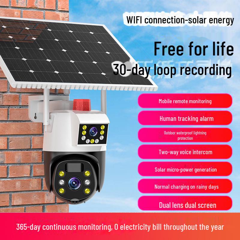 360° Solar Surveillance Camera - HD Night Vision, Remote Access, Wireless 4G for Outdoor Home Security.