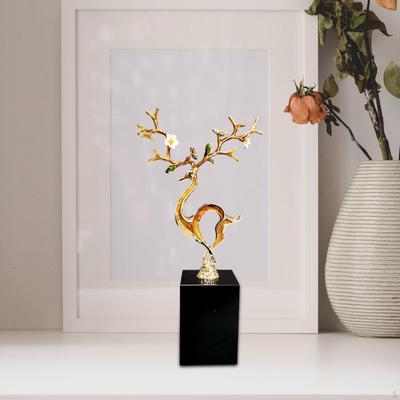 Animal Figurine Deer Statue Artwork Crafts Gift Ornament with Base for Office Bookshelf Hallway