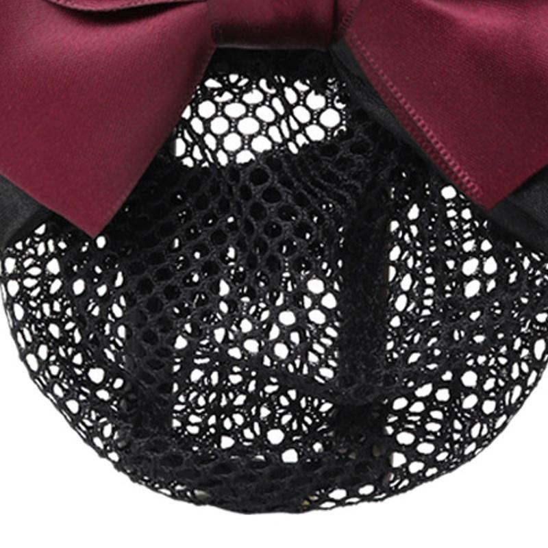 Bowknot Hair Snood Net Elegant Women Barrette Hair Clip Bun Cover for Waitress Nurse Red Bowknot