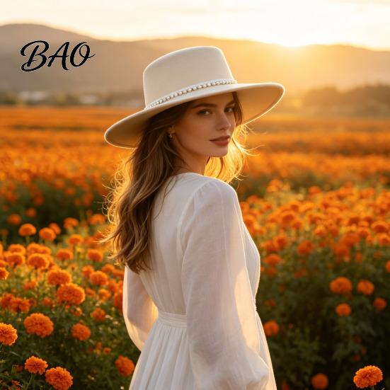 Retro Hepburn Style Cloche Wide Brim Wool Felt Hat for Women, Vintage Flat Top Fedora Fashionable Decorative with Faux Pearl Trim, Elegant Winter Cap