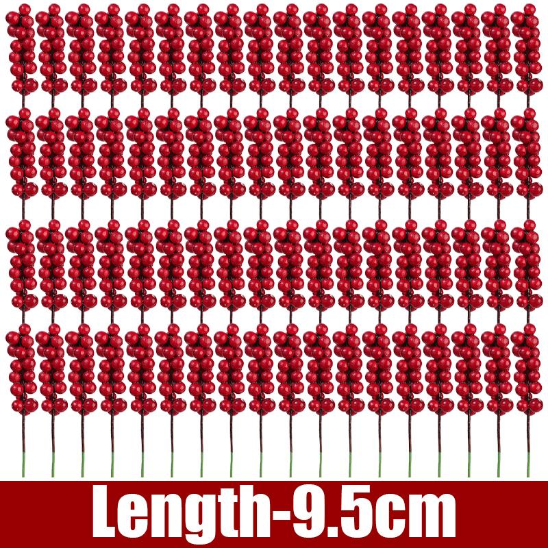 

100/10 шт. Мини искусственные красные ягоды ветки рождественские ягоды падуба тычинки цветы венок рождественские елочные украшения для вечеринки домашний декор 100PCS