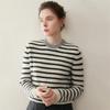 Autumn Winter Striped Round Neck Women's Cashmere Knit Sweater Pullover
