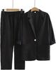 Women's Casual Cotton Linen 2-Piece Autumn Suit: Jacket & Pants Set