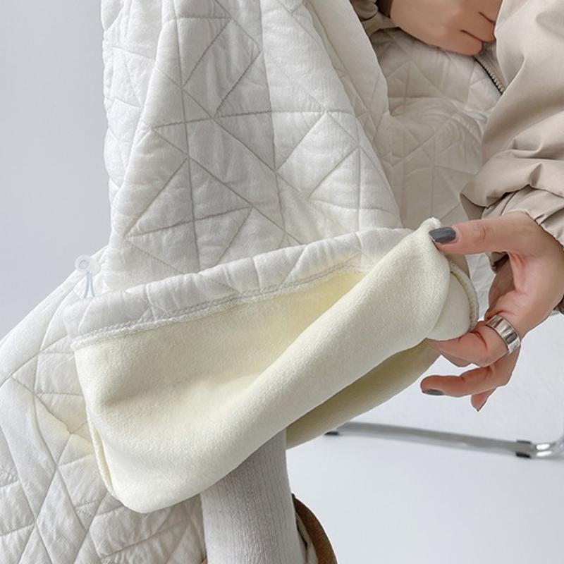 Relaxed Diamond Quilted Wide Leg Pants Women Winter High Waist Slimming Fleece Lined Reversible Casual Trousers