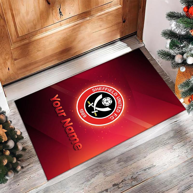 Sheffield United FC Printed Crystal Velvet Rug Non‑Slip Crystal Velvet Carpet For Sofa Bedroom Indoor Home Decoration