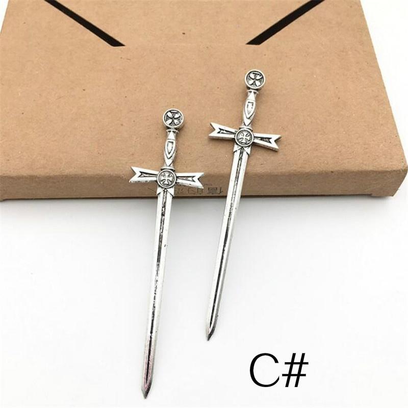 10PCS/Bag Vintage Metal Knife Sword Fencing Charms DIY Fashion Accessories Pendant Charms for Jewelry Making Earrings Bracelet.