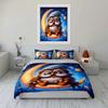 Sleepy Owl Moonlight Night Set Exquisite Three-Piece Bedding Set Gift For Kids And Adults