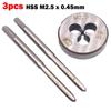 HSS M2.5 x 0.45mm Taper & Plug Tap & M2.5 x 0.45mm Die Metric Thread Right Hand