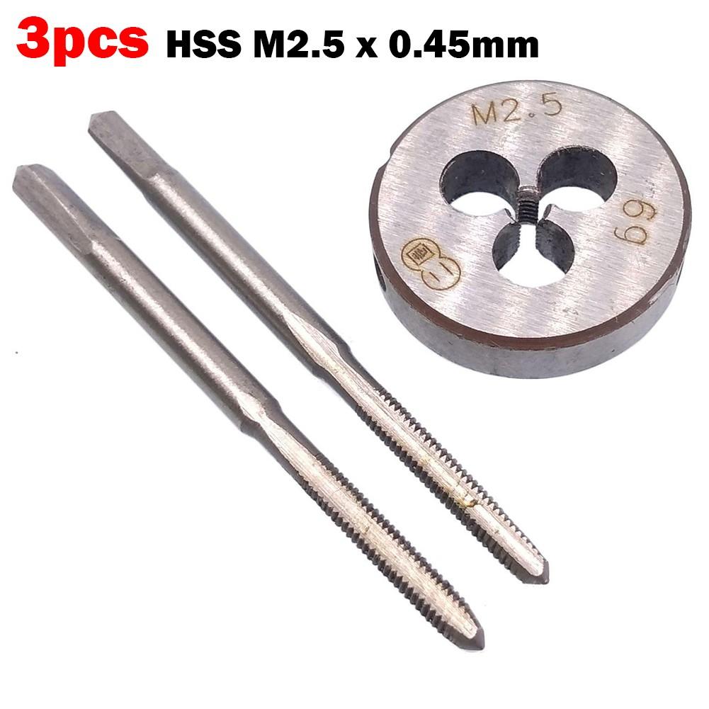 HSS M2.5 x 0.45mm Taper & Plug Tap & M2.5 x 0.45mm Die Metric Thread Right Hand