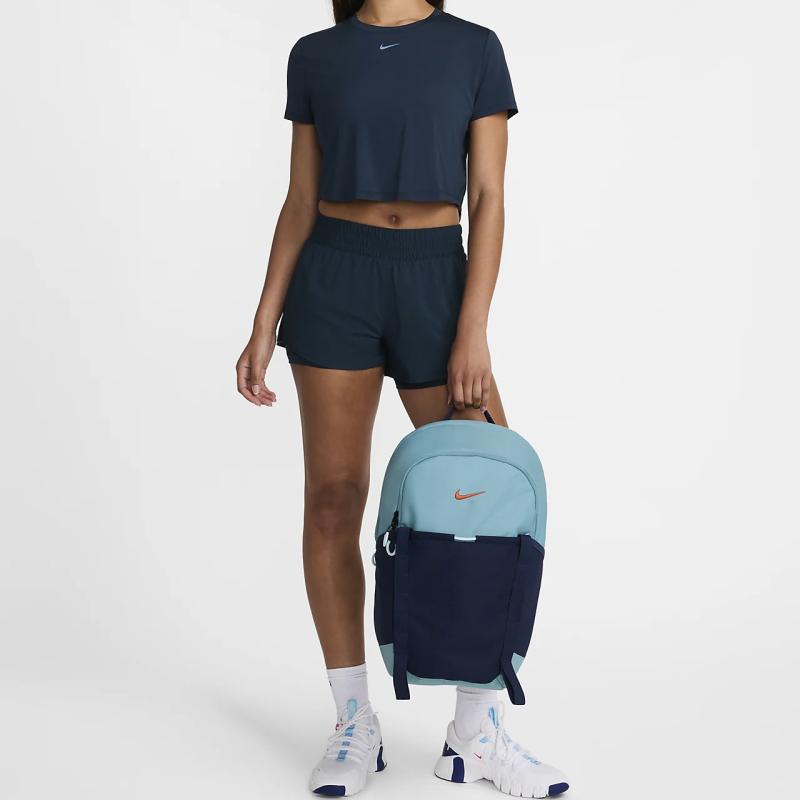 Nike Polyester With Nylon Backpack Regular Unisex Denim Turquoise & Midnight Marine Blue & Vintage Coral Casual DJ9678-464