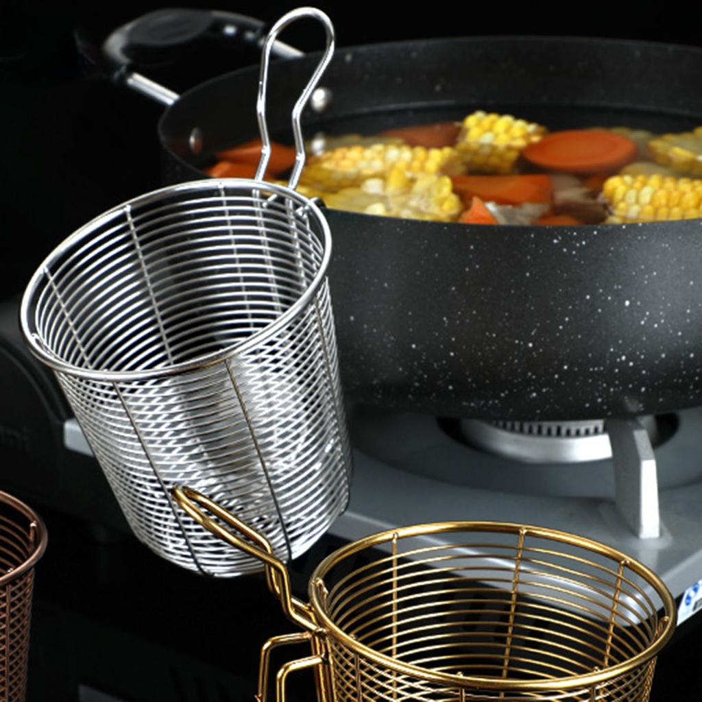 Mesh Strainer Stainless Steel Basket Spaghetti Strainer Spoon Noodle Strainer for Noodles Frying Pasta Camping Dumplings