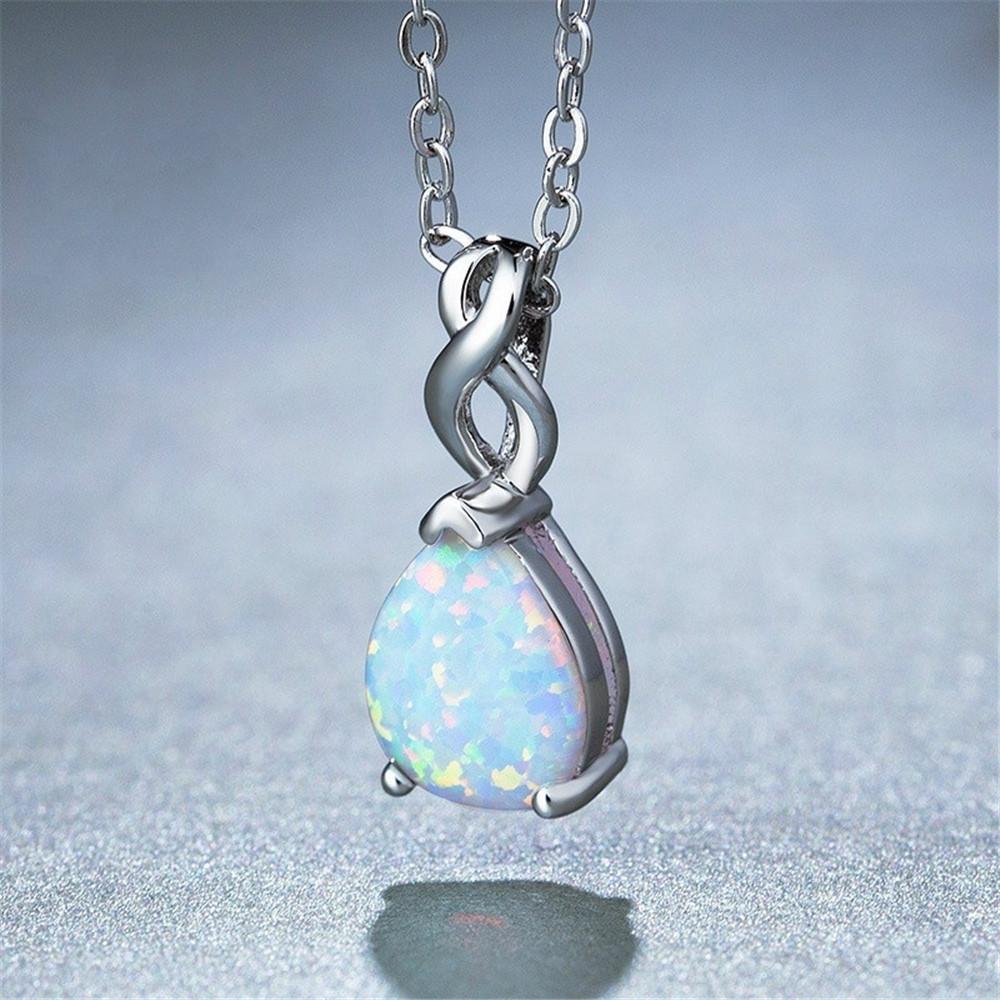Böhmischer Imitations-Wassertropfen-Opal-Anhänger Halskette Für Frauen Mädchen Party Glamour Schmuck Verlobung Ehering Accessoires