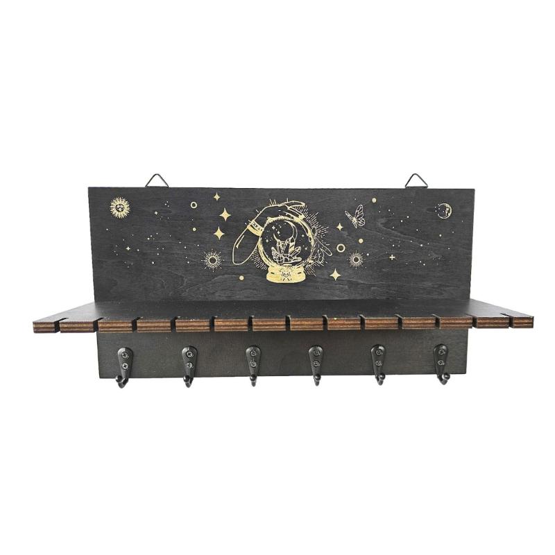 Wooden Crystal Display Shelf Wall Mounted Candle Holder Healing Stone and Pendants Showcase Stand Table Decorations