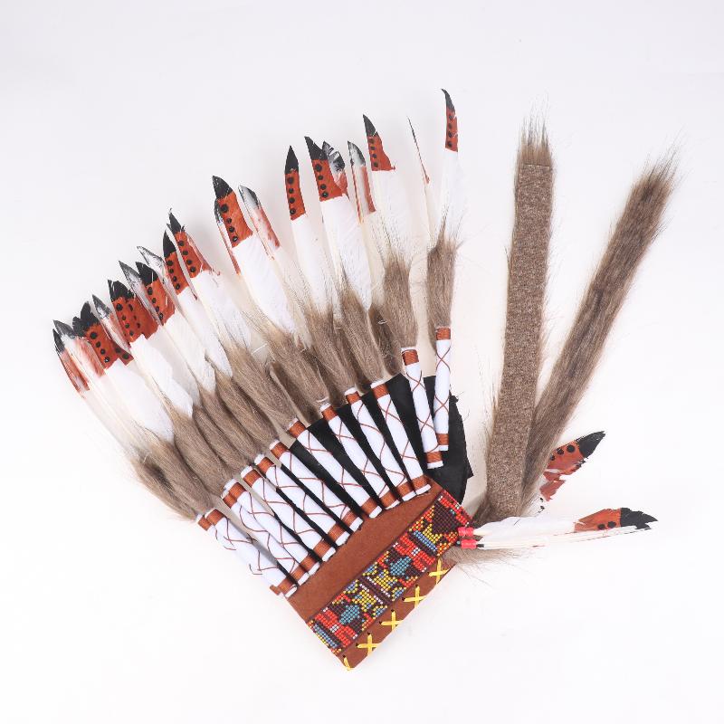 Fascia per copricapo da capo indiano con piume decorative per travestimenti, Halloween, spettacoli di danza, carnevali, feste