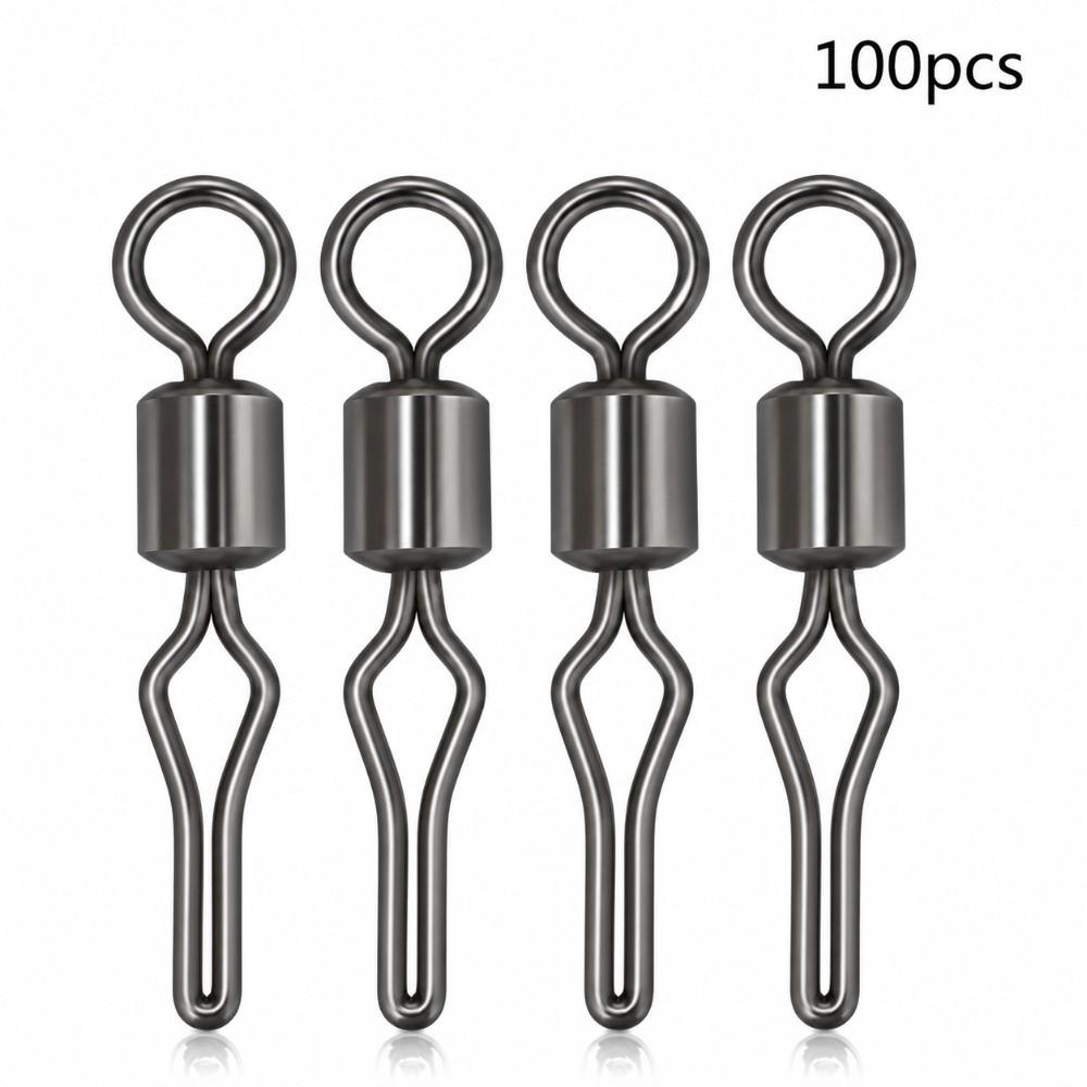 100PCS Side Line Clip Rolling Swivels High Strength Drop Shot Swivels Fishing Swivels  Carp Fishing