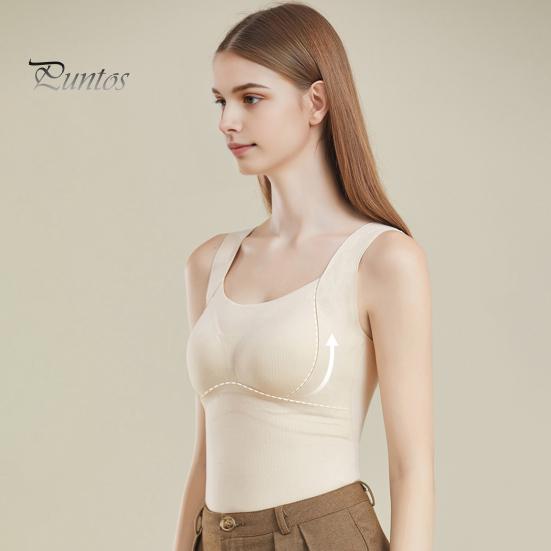 Vestă de fund Forma de cupă 3D Căldură Confortabilă cu autoîncălzire Top termic căptușit fără sudură Toamnă iarnă Vestă de bază