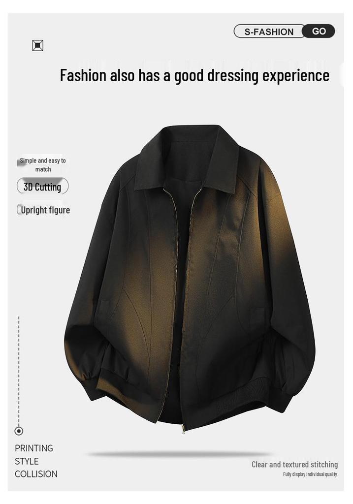 2026 Spring Men's American Retro Loose Casual Lapel Jacket