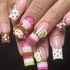 24pcs Monkey Banana Chips Decor Press On Nails Y2K French Nails Reusable Fake Nails  Girls