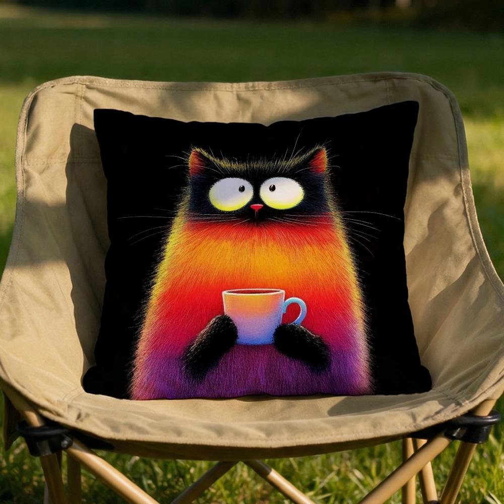 

Modern cat Cushion Cover Soft Reversible Durable Pillow Cover MultiScene Use for Home Car Daily Comfort 30X30cm