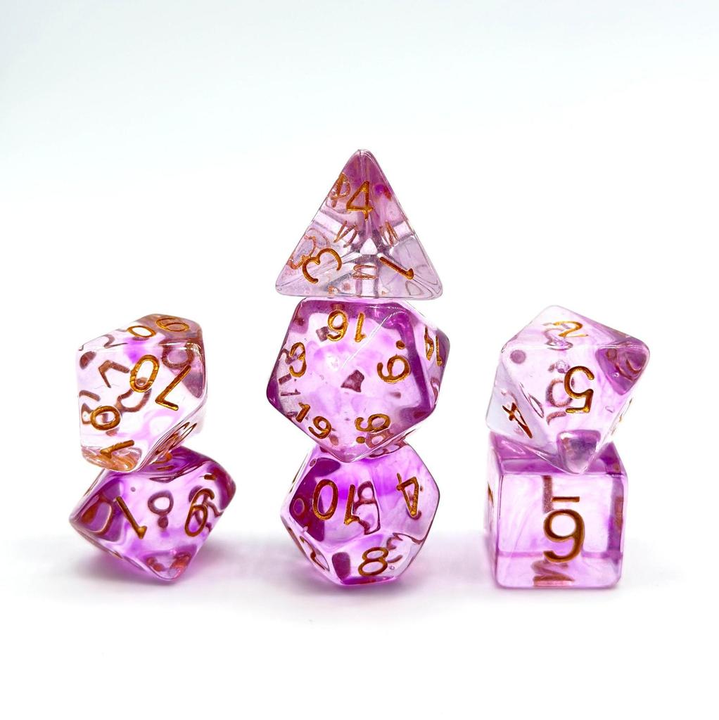 Set di Dadi in Cristallo ad Alta Trasparenza da 7 Pezzi per Giochi da Tavolo