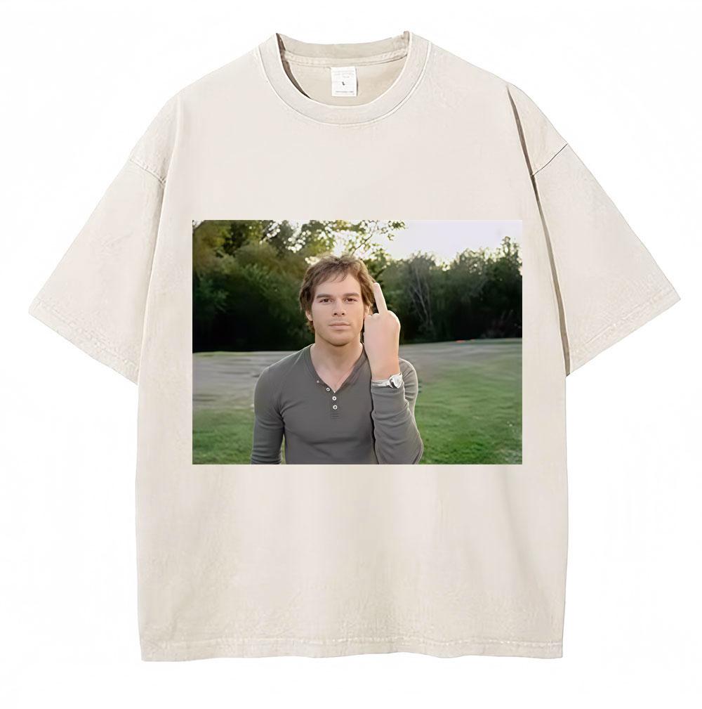 Washed Tv Series Funny Dexter Morgan Edition Middle Finger Meme T-shirt Men Women Humor Vintage T Shirt Casual Loose Cotton Tees S разноцветный