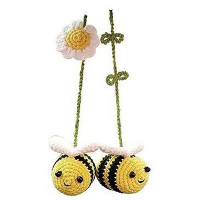 M-Modern-Woven Bee Car Ornament Bee Hand-Crochet Car Ornament Rearview Mirror Car Accessory Decoration For Bee Lovers