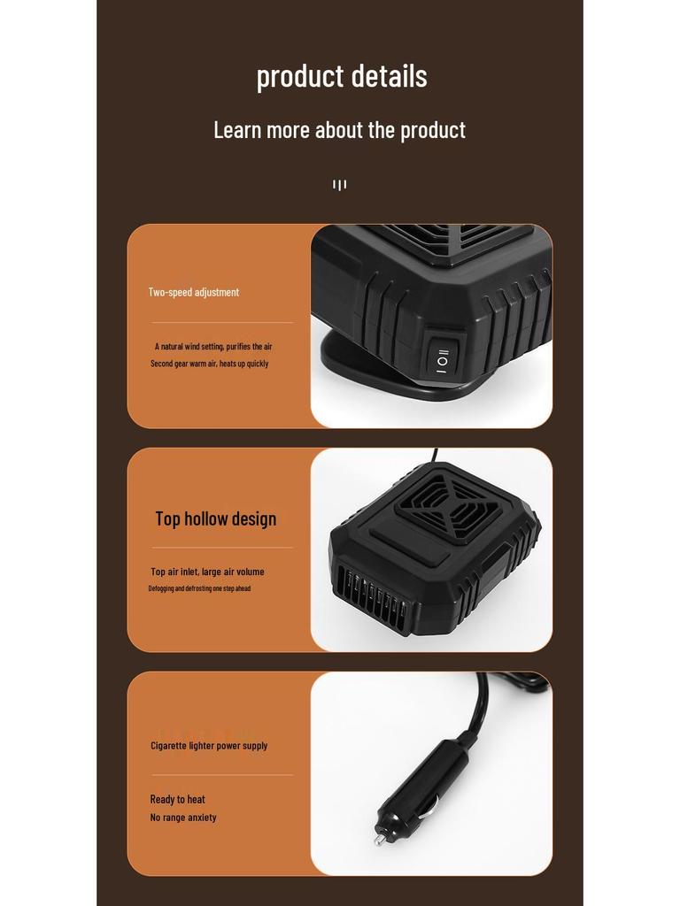 High Power Dual-Use Car Heater for Heating, Defrosting, and Defogging