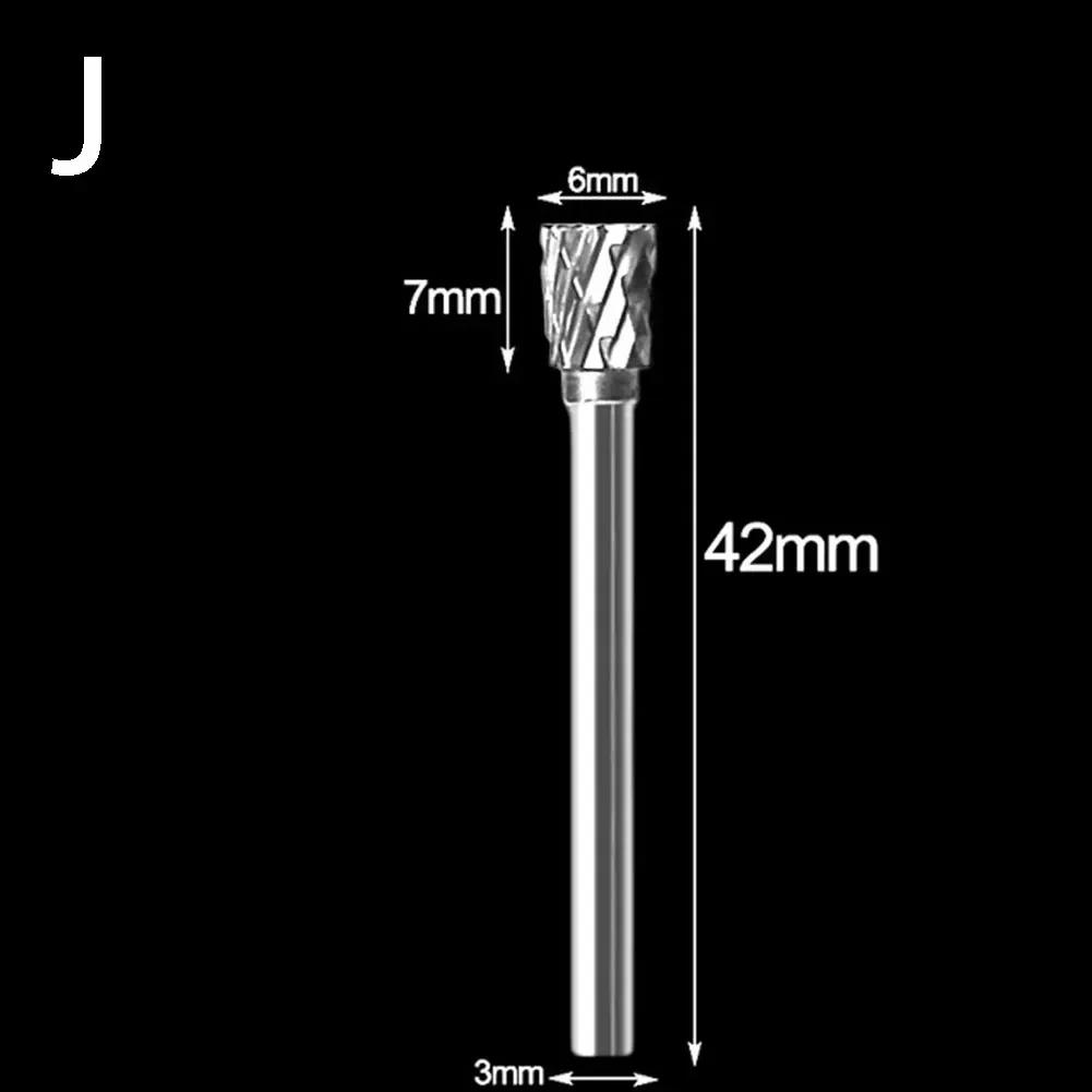 3x6mm Hartmetall-Fräser Rotationsfeile Bohrer Die-Grinder Schnitzwerkzeug Doppelschnitt Solide Elektrowerkzeuge Metall Holz Fräser