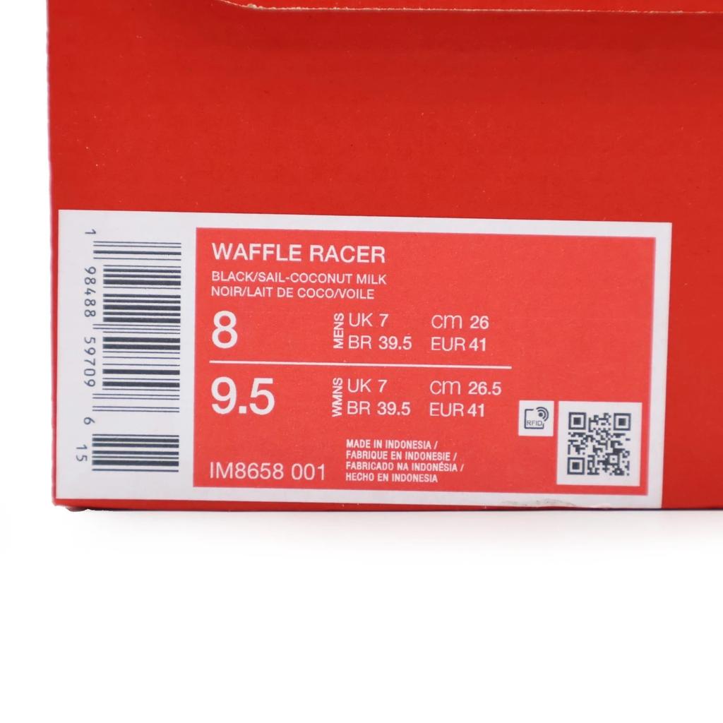 IM8658-001 Nike Waffle Racer Black Sail Coconut Milk Gum Dark Brown (Men's)