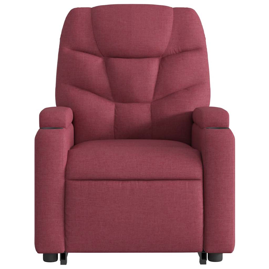 Recliner Chair with Lift Function Wine Red Fabric