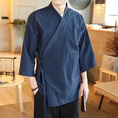 Men's Summer Chinese Thin Seven-minute Sleeve Cardigan Jacket