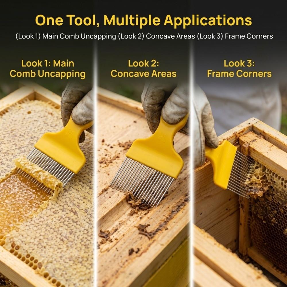 Yellow Honey Cutter Stainless Steel Beekeeping Fork Easy To Clean Uncapping Fork  Honey Uncapping