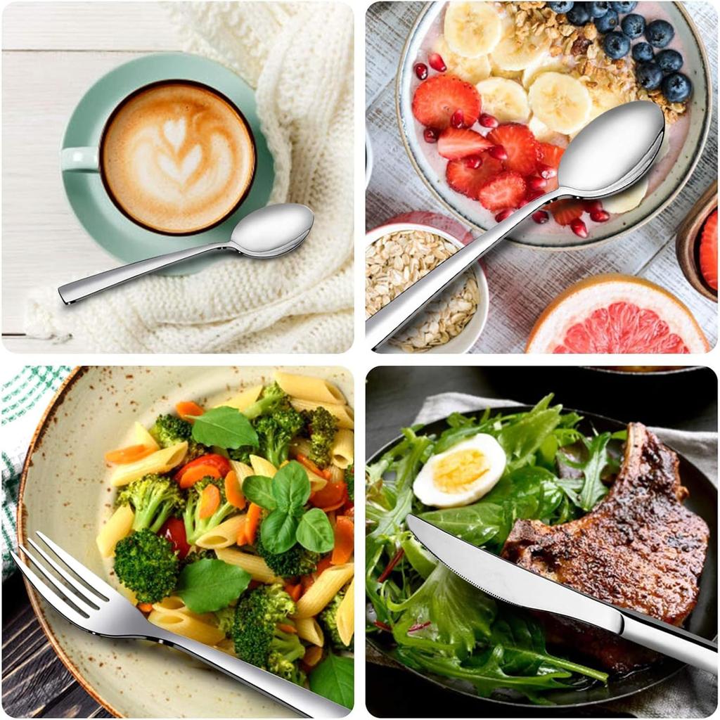 Batone Cutlery Set Scandinavian Style 24 Piece Set Cutlery Assortment Set Spoon Fork Set for 6 People Spoon Fork Knife for Restaurants Home Use