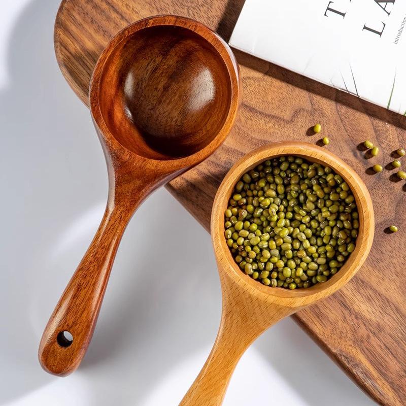 Japanese-style large soup spoon, noodle wooden spoon, noodle serving spoon, long-handled porridge spoon for home use