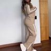 Women's set autumn and winter casual long-sleeved lapel striped blazer and straight pants two-piece set