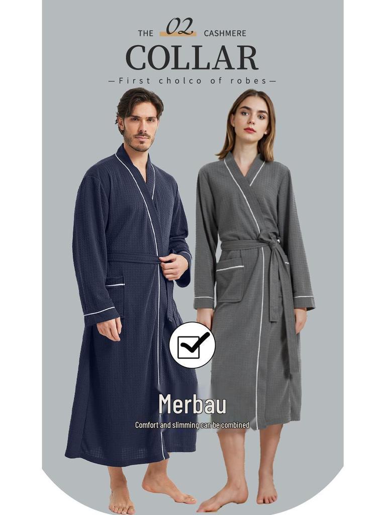Top-Selling Waffle Couple Pajamas: Plus Size Summer Bathrobe, Absorbent Loungewear for Men & Women
