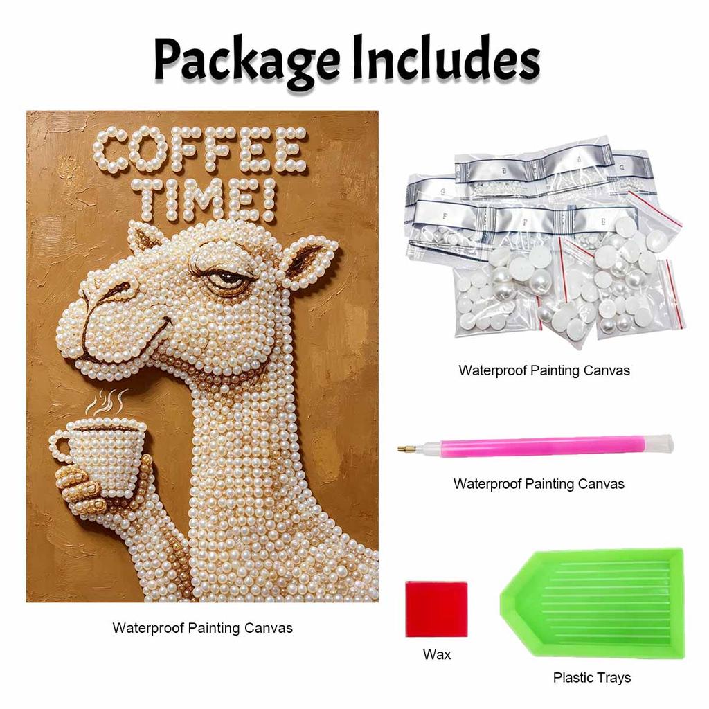Pearl Painting Diy Sticky Diamond Creative Coffee Time Llama Diamond Painting Kit Living Room Hanging Painting